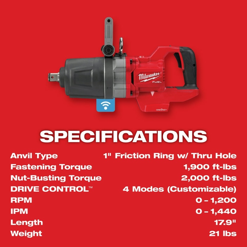 Milwaukee 2868-20 M18 FUEL 18V 1" D-Handle High Torque Impact Wrench - Bare Tool - Image 8