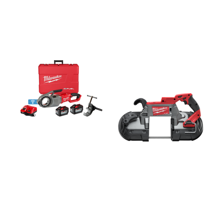 Milwaukee 2874-22HDBS M18 FUEL 18V Pipe Threader / Deep Bandsaw Combo Kit