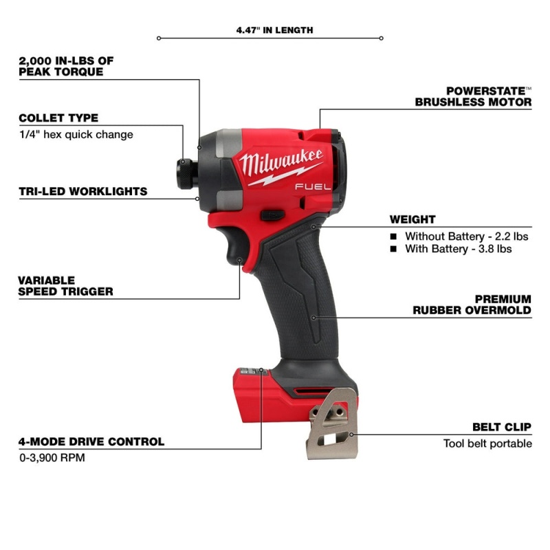 Milwaukee 2880-20ID M18 FUEL 18V 4-1/2"/5" Paddle Switch Grinder w/Impact Driver - Image 23