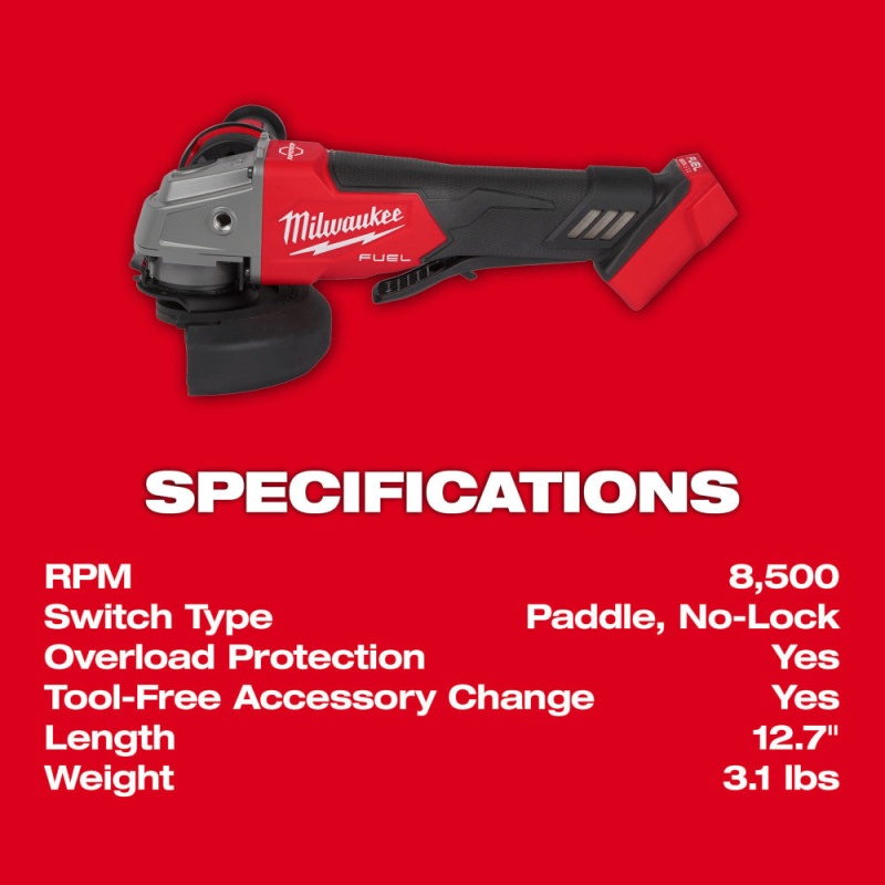 Milwaukee 2880-80 M18 FUEL 18V 4-1/2" / 5" Braking Grinder - Recon - Bare Tool - Image 8