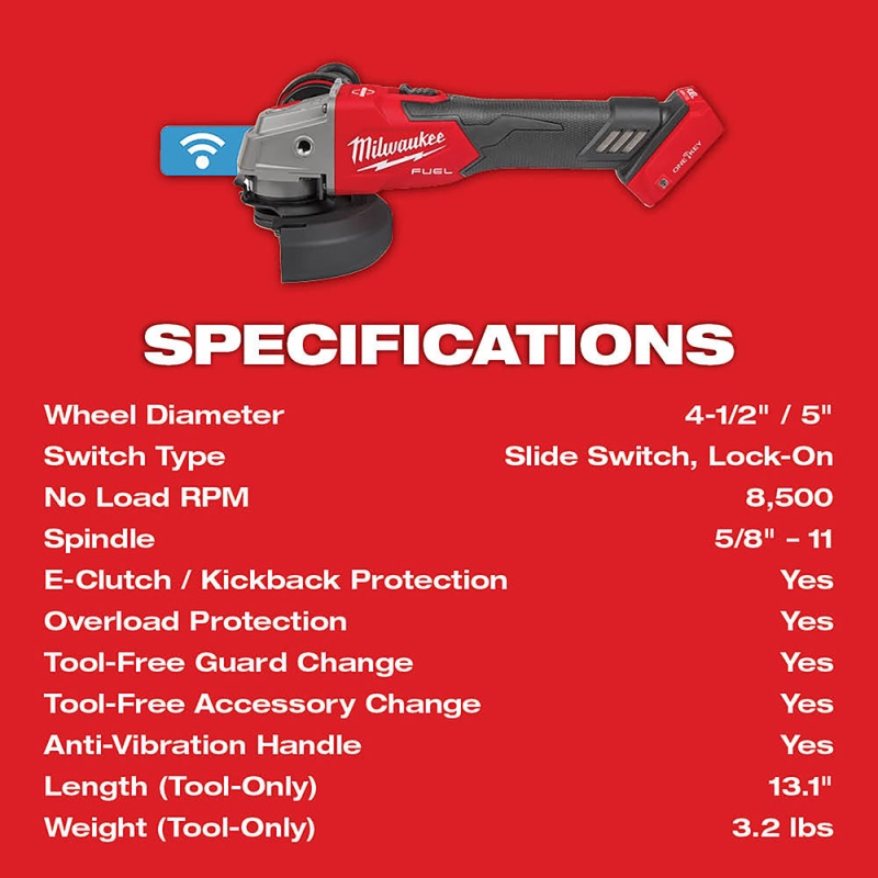 Milwaukee 2883-20 M18 FUEL 18V Slide Braking Grinder w/ Slide Switch - Bare Tool - Image 7