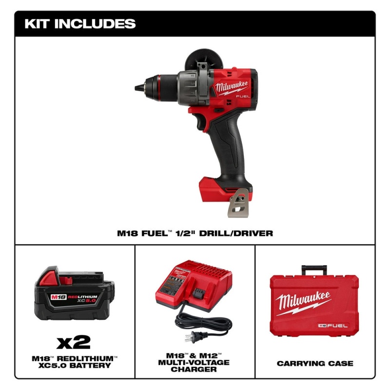 Milwaukee 2903-22 M18 FUEL 18V 1/2" Cordless Li-Ion Drill/Driver Kit - Image 8