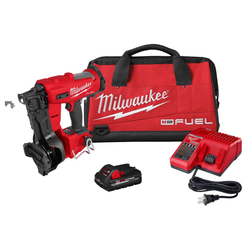 Milwaukee 2909-21 M18 FUEL 18V Cordless Li-Ion Coil Roofing Nailer Kit