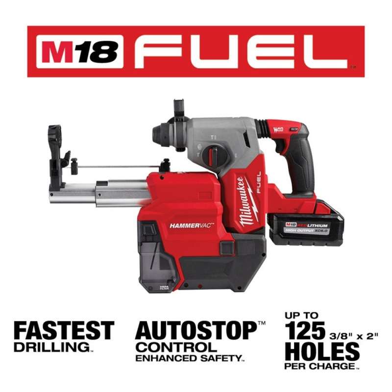 Milwaukee 2912-22DE M18 FUEL 18V 1" SDS Plus Rotary Hammer Dust Extractor Kit - Image 3