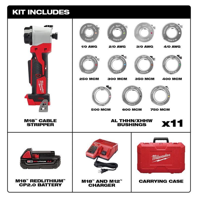 Milwaukee 2935AL-21 M18 18V Cable Stripper Kit for Aluminum THHN, XHHW - Image 2