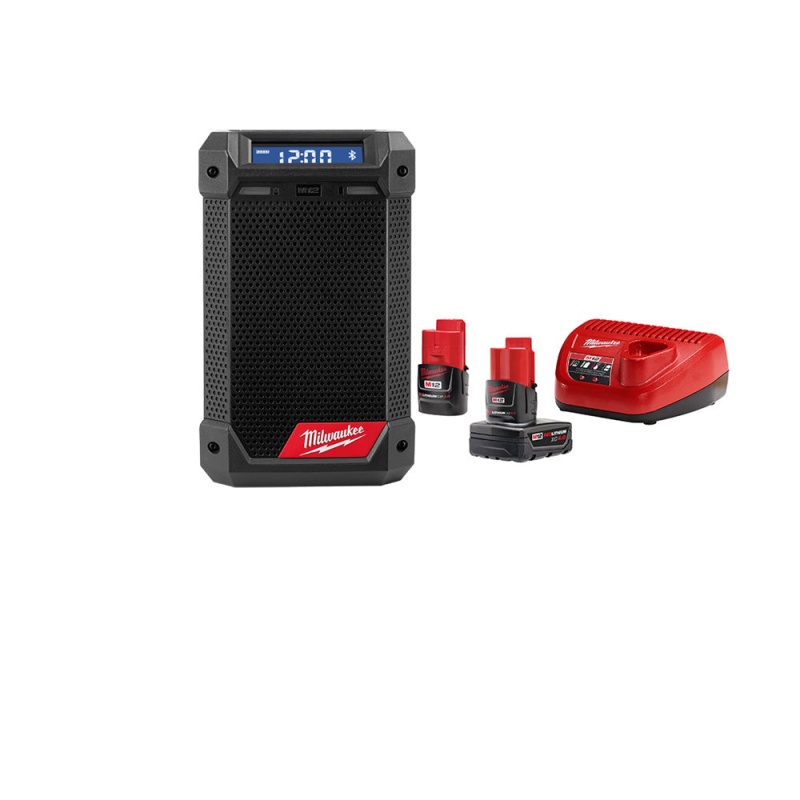 Milwaukee 2951-20x2BSK M12 12V Bluetooth Radio w/ 4AH and 2AH Starter Kit