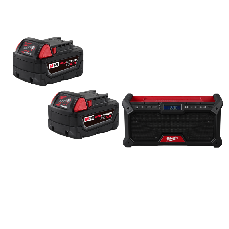 Milwaukee 2952-20B5 M18 18V Cordless Bluetooth Radio w/ 2 - 5AH Batteries