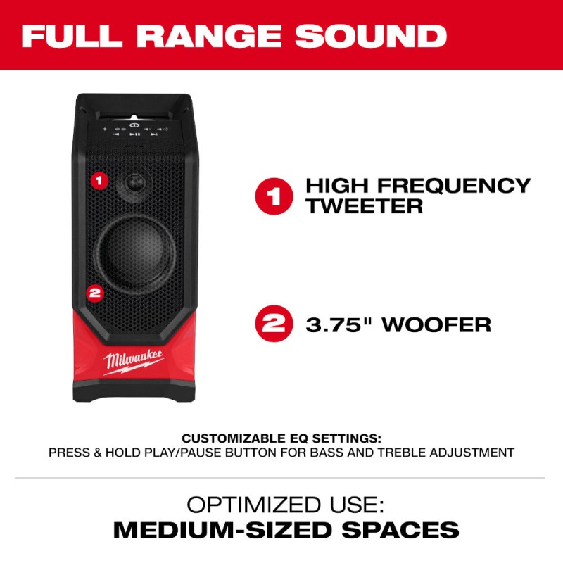 Milwaukee 2954-20 M18 18V Cordless Li-Ion Bluetooth Jobsite Speaker - Bare Tool - Image 4