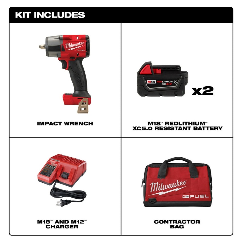 Milwaukee 2960-22R M18 FUEL 18V 3/8" Mid-Torque Impact Wrench w/ Ring Kit - Image 2