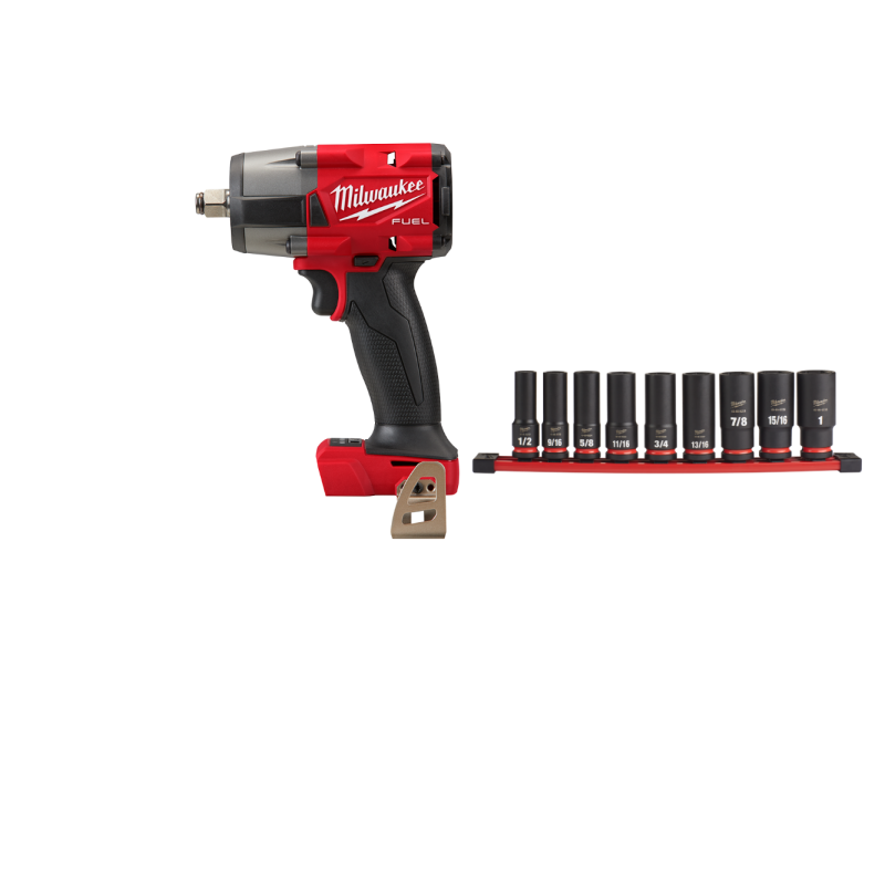 Milwaukee 2962-20SAE M18 FUEL 18V 1/2" Mid-Torque Impact Wrench w/ Sockets