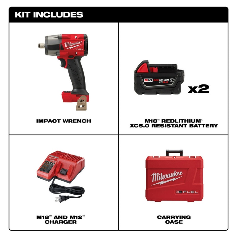 Milwaukee 2962-22R M18 FUEL 18V 1/2" Mid-Torque Impact Wrench w/ Ring Kit - Image 2