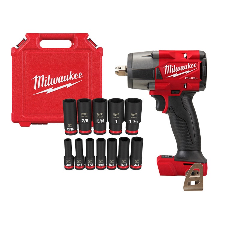 Milwaukee 2962P M18 FUEL 18V 1/2" Mid Torque Imapct w/ SAE Socket Set - 12 PC