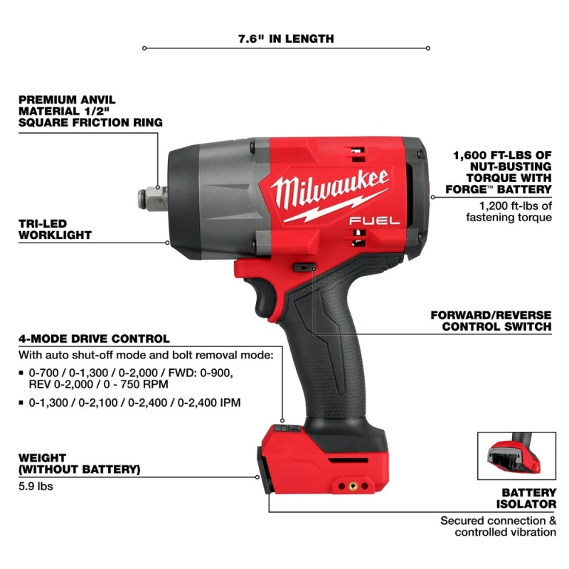 Milwaukee 2967-20HD8 M18 FUEL 18V 1/2" Li-Ion Impact Wrench w/ 8AH Starter Kit - Image 3