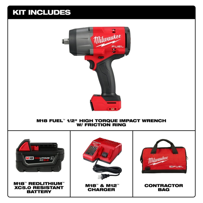 Milwaukee 2967-21B M18 FUEL 18V 1/2" High Torque Impact Wrench Kit - Image 2