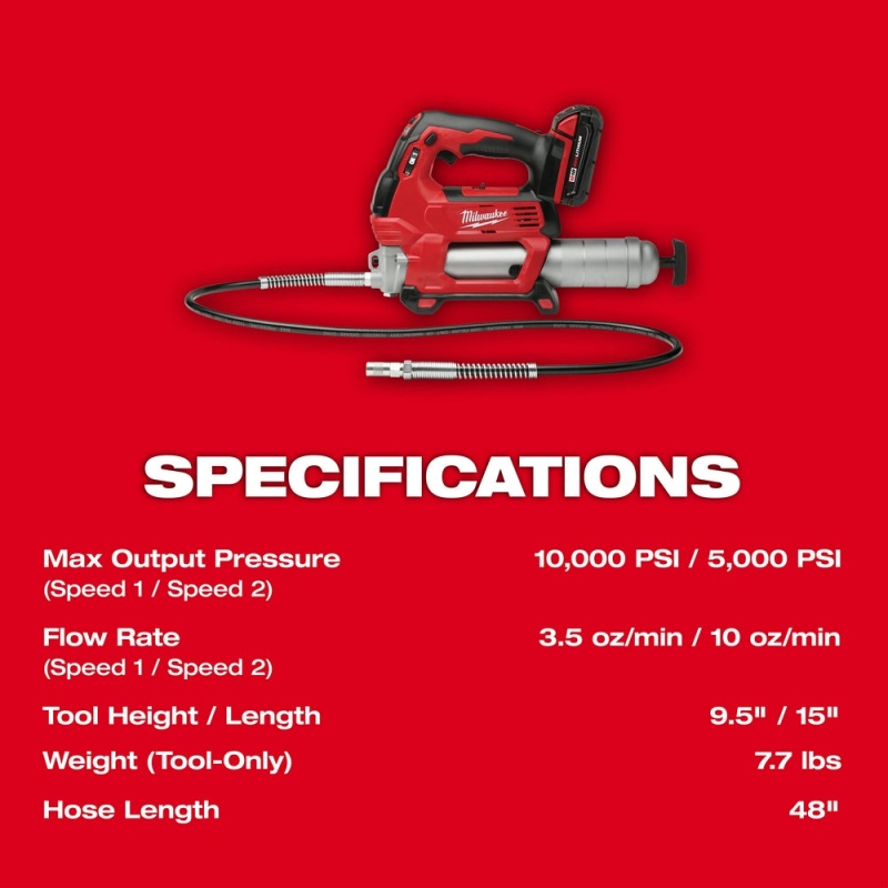 Milwaukee 2967-22GG M18 FUEL 18V 1/2" HTIW Friction Ring & Grease Gun Combo Kit - Image 10