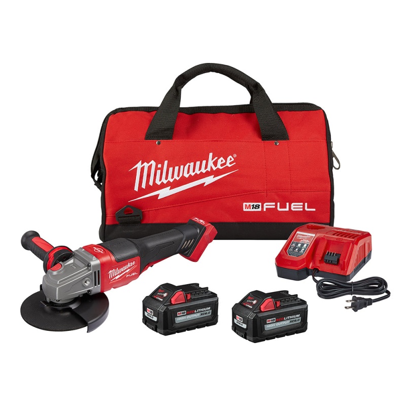 Milwaukee 2980-22 M18 FUEL 18V 6 Inch Paddle Switch Grinder Kit w/ 2 Battery