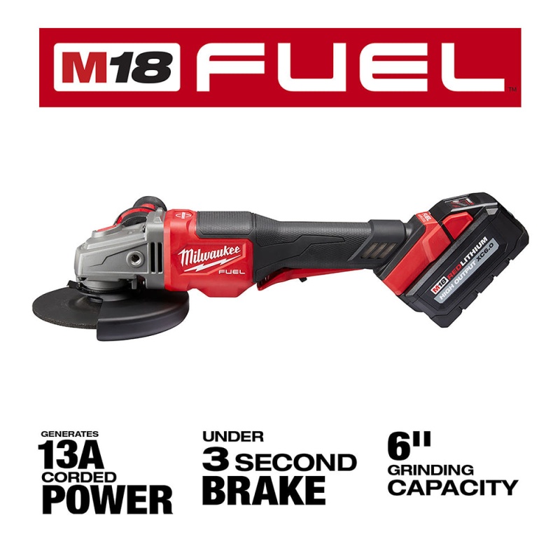 Milwaukee 2980-22 M18 FUEL 18V 6 Inch Paddle Switch Grinder Kit w/ 2 Battery - Image 3