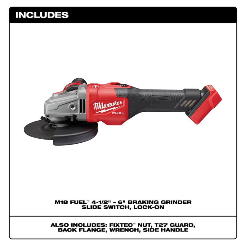 Milwaukee 2981-20 M18 FUEL 18V  4-1/2 - 6 Inch Slide Switch Grinder, Bare Tool - Image 2