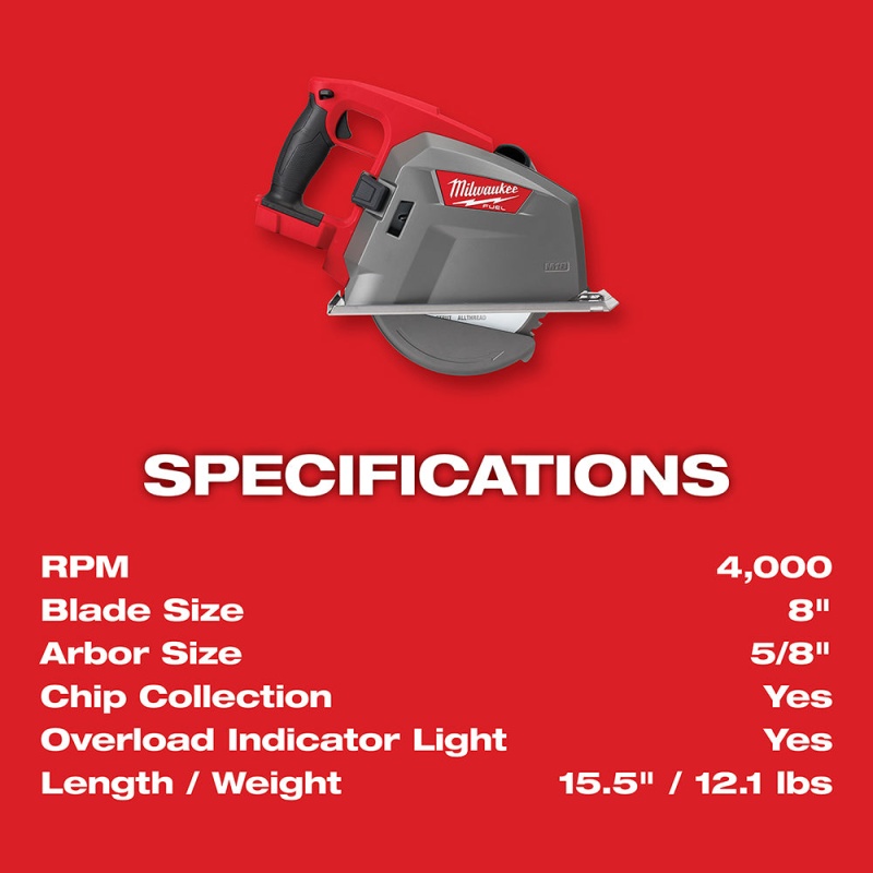 Milwaukee 2982-20 M18 FUEL 18V 8" Cordless Metal Cutting Circular Saw -Bare Tool - Image 7