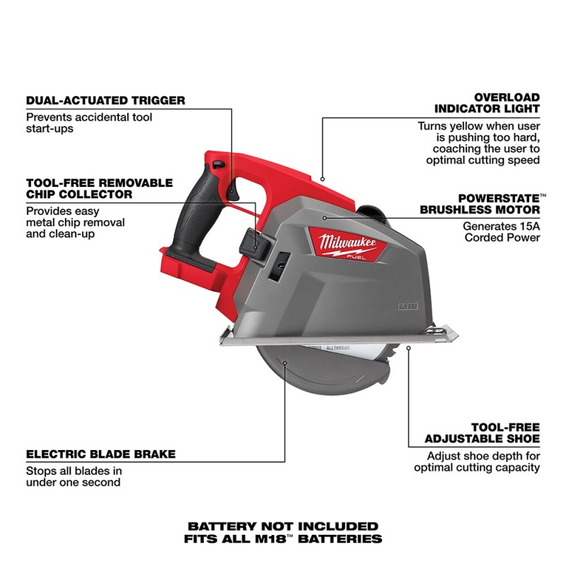 Milwaukee 2982-80 M18 FUEL 18V  8" Metal Cutting Circular Saw - Bare Tool, Recon - Image 6