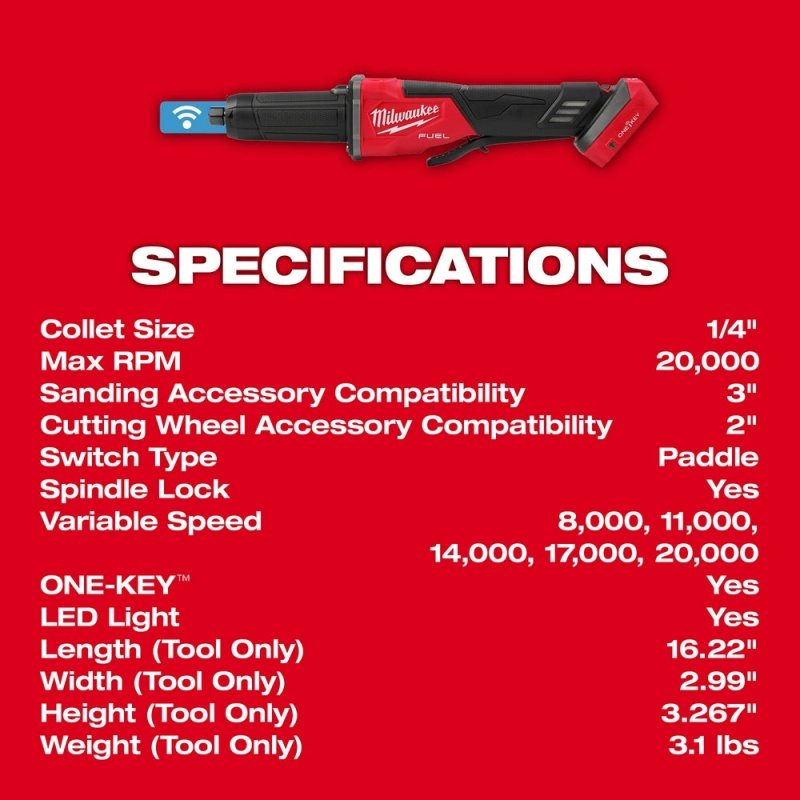 Milwaukee 2984-80 M18 FUEL 18V Braking Die Grinder Paddle - Recon - Bare Tool - Image 9