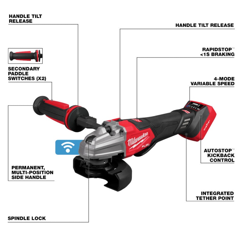 Milwaukee 2986-20 M18 FUEL 18V 4-1/2" / 5" Dual-Trigger Braking Grinder - Image 3