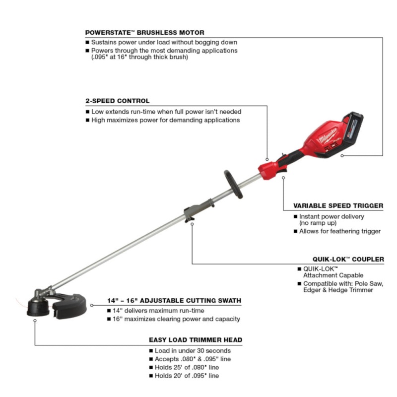 Milwaukee 3000-21 M18 FUEL 18V Cordless Trimmer/Blower 2 Tool Combo Kit - Image 4