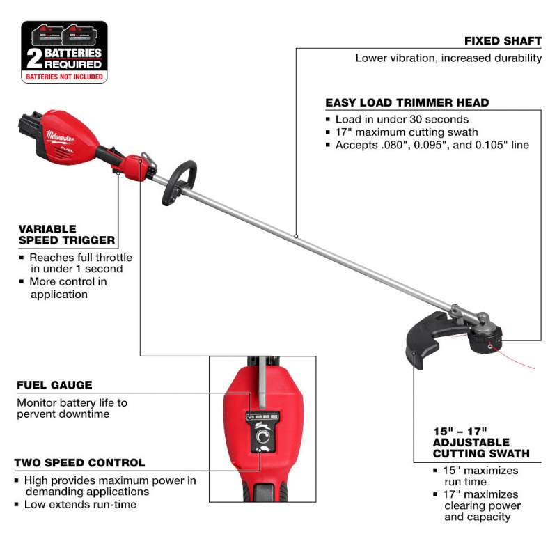 Milwaukee 3006-20 M18 FUEL 18V 17" Dual Battery String Trimmer - Bare Tool - Image 5