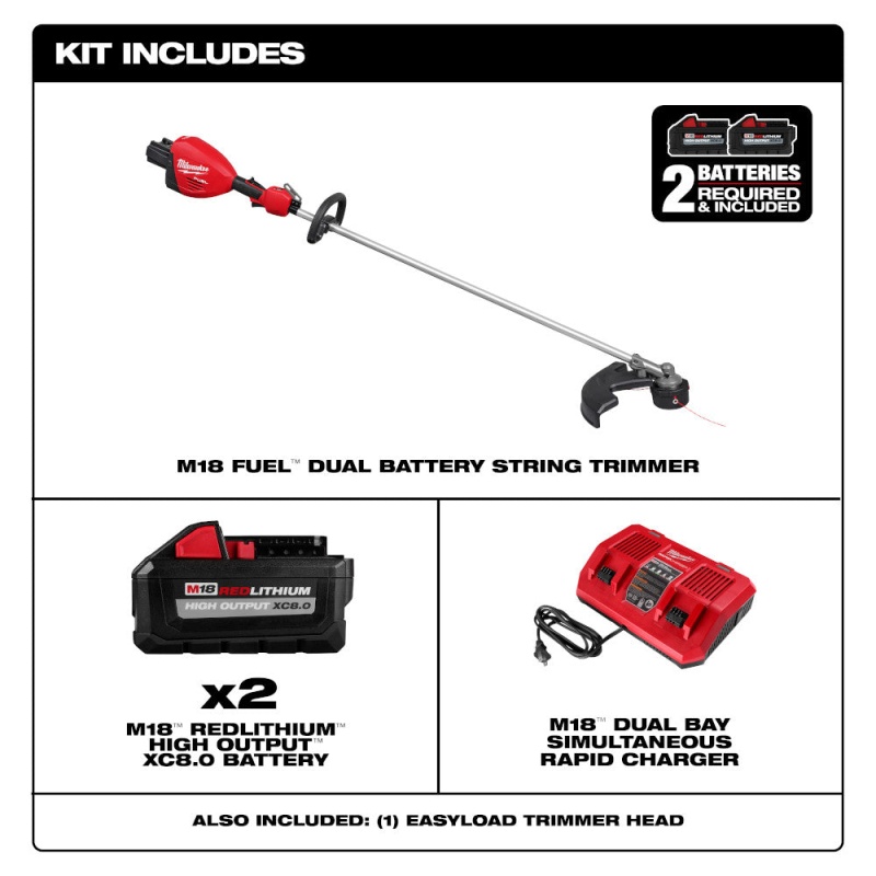 Milwaukee 3006-22 M18 FUEL 18V 17" Dual Battery String Trimmer Kit - Image 6