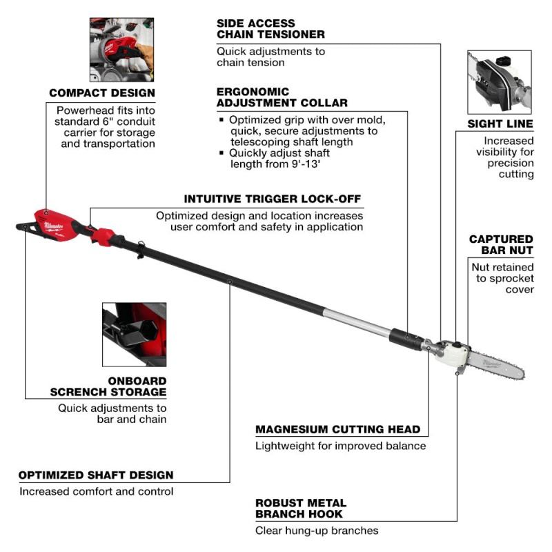 Milwaukee 3013-20 M18 FUEL 18V Cordless Telescoping Pole Saw - Bare Tool - Image 5