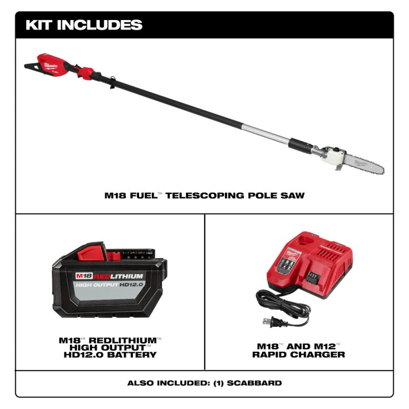 Milwaukee 3013-21 M18 FUEL 18V Cordless Telescoping Pole Saw Kit - Image 5