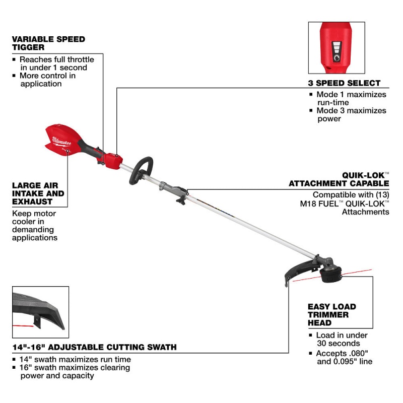 Milwaukee 3016-20ST M18 FUEL 18V String Trimmer w/ QUIK-LOK - Bare Tool - Image 7