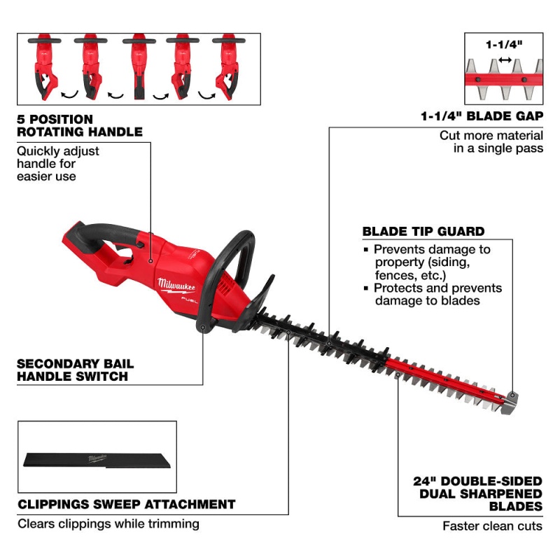 Milwaukee 3033-20 M18 FUEL 18V 24" Cordless Lithium-Ion Hedge Trimmer - Bare Tool - Image 3