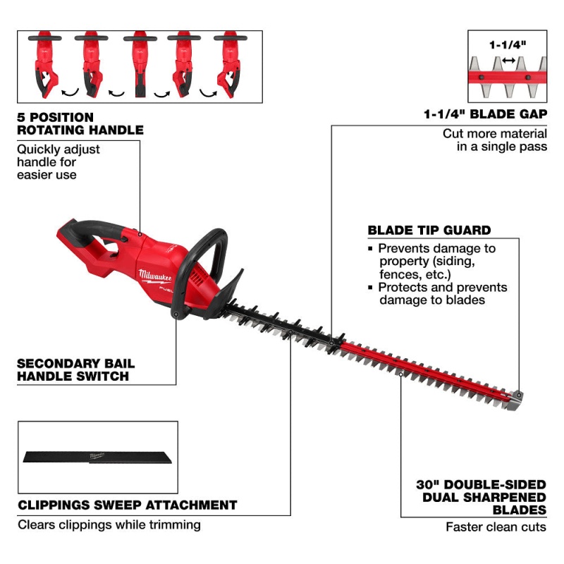 Milwaukee 3034-20 M18 FUEL 18V 30" Cordless Li-Ion Hedge Trimmer - Bare Tool - Image 3