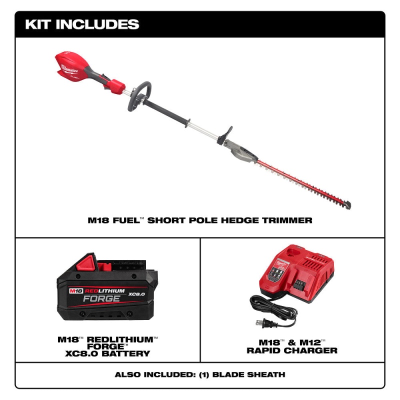 Milwaukee 3043-21 M18 FUEL 18V Cordless Li-Ion Short Pole Hedge Trimmer Kit - Image 3