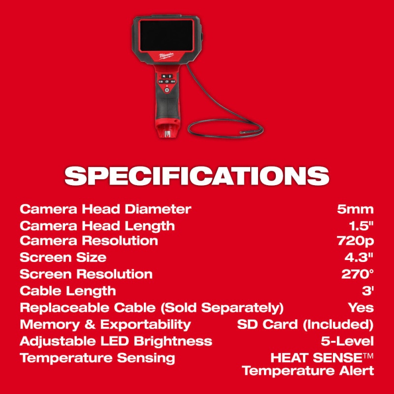 Milwaukee 3150-20 M12 12V Auto Technician Borescope w/ 5mm Camera - Bare Tool - Image 10