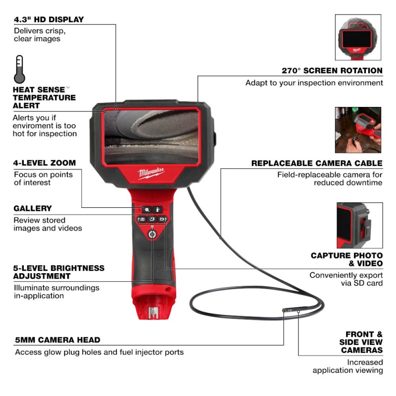 Milwaukee 3150-20 M12 12V Auto Technician Borescope w/ 5mm Camera - Bare Tool - Image 6