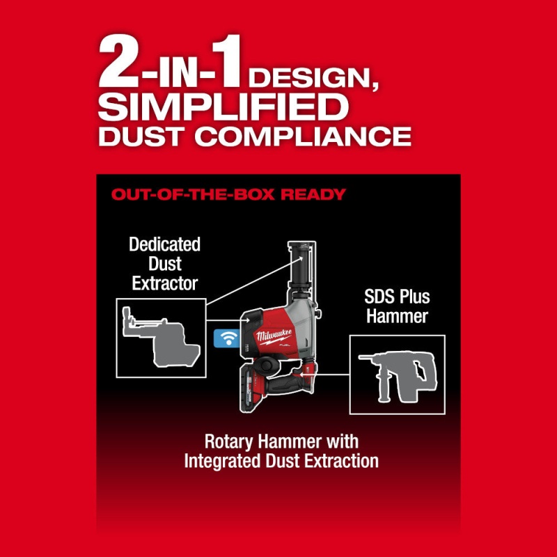 Milwaukee 3311-22 M18 FUEL 18V Overhead Rotary Hammer w/ Dust Extraction - Image 15