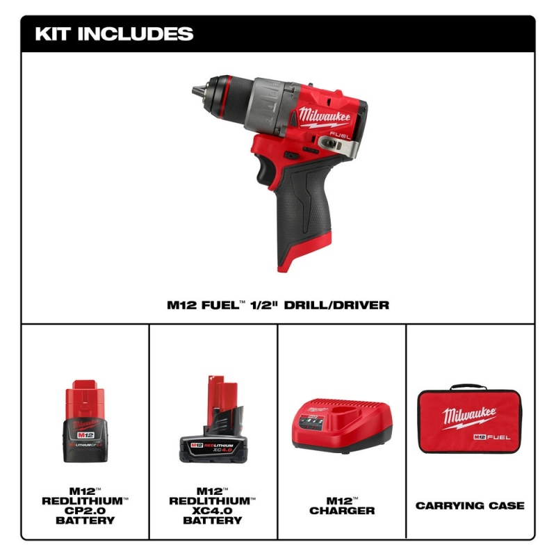 Milwaukee 3403-22 M12 FUEL 12V 1/2" Cordless Li-ion Drill/Driver Kit - Image 8