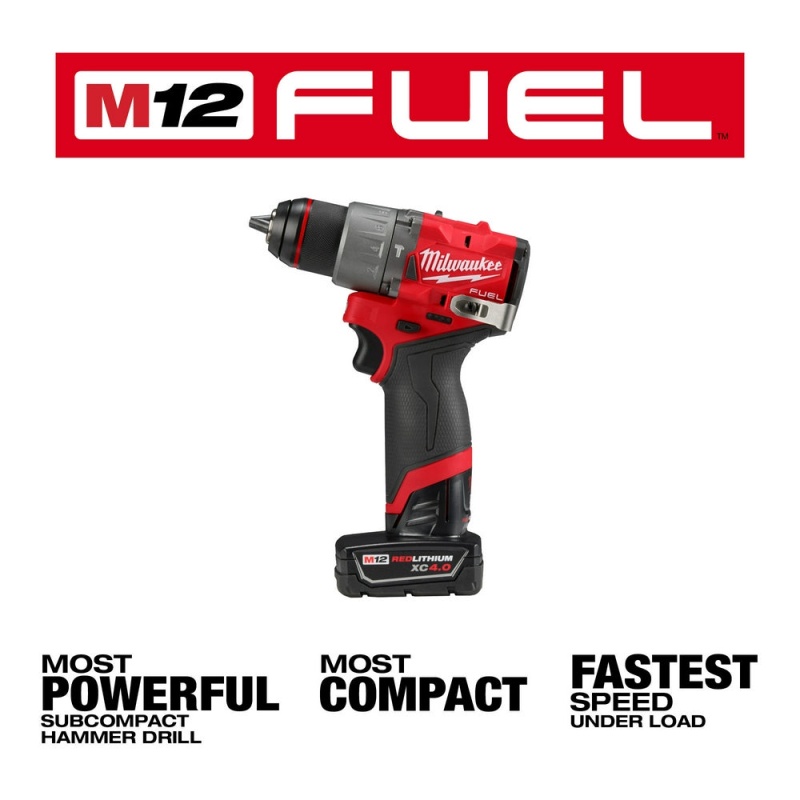 Milwaukee 3404-22 M12 FUEL 12V 1/2" Cordless Li-Ion Hammer Drill/Driver Kit - Image 3