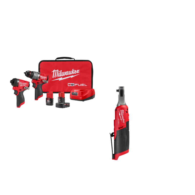 Milwaukee 3497-22HSR M12 FUEL 12V 2-Tool Combo Kit w/ M12 1/4" Ratchet