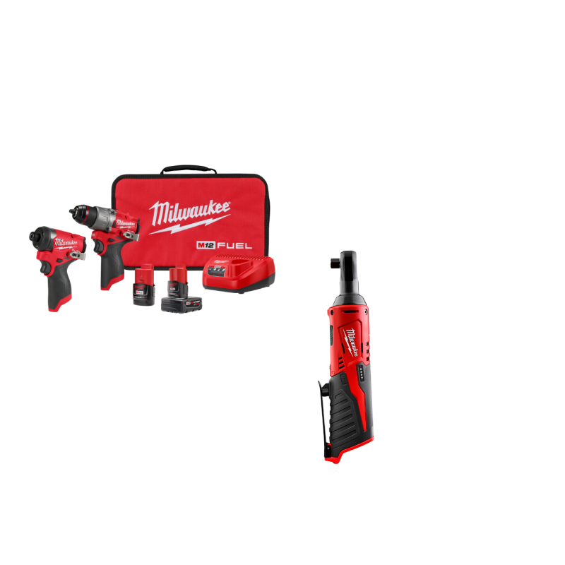 Milwaukee 3497-22RT M12 FUEL 12V 2-Tool Combo Kit w/ M12 3/8" Ratchet