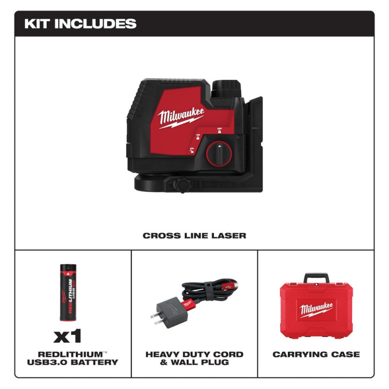 Milwaukee 3521-21 REDLITHIUM USB Rechargeable Cordless Green Cross Line Laser - Image 3