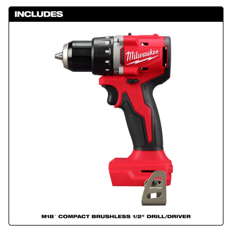 Milwaukee 3601-20 M18 18V 1/2" Compact Brushless Drill Driver - Bare Tool - Image 2