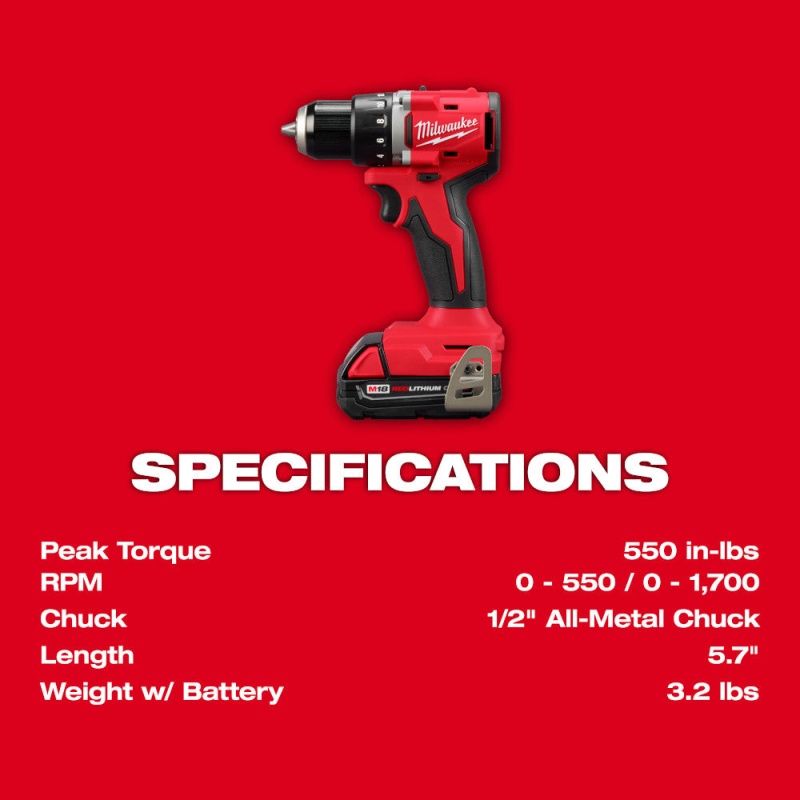 Milwaukee 3601-22CT M18 18V 1/2" Compact Brushless Drill/Driver Kit - Image 5