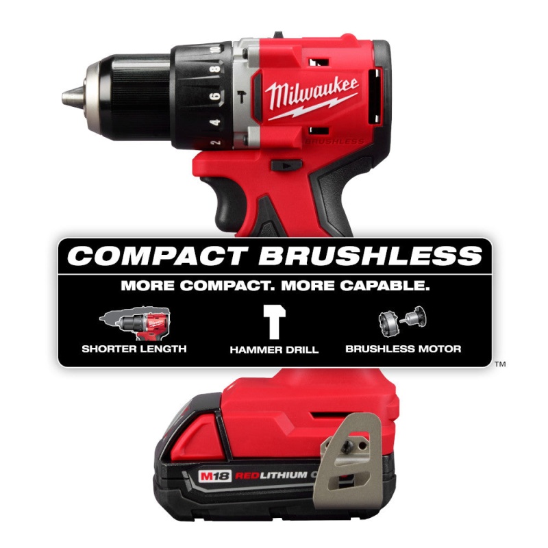 Milwaukee 3602-21P M18 18V 1/2" Compact Brushless Hammer Drill Kit - Image 5