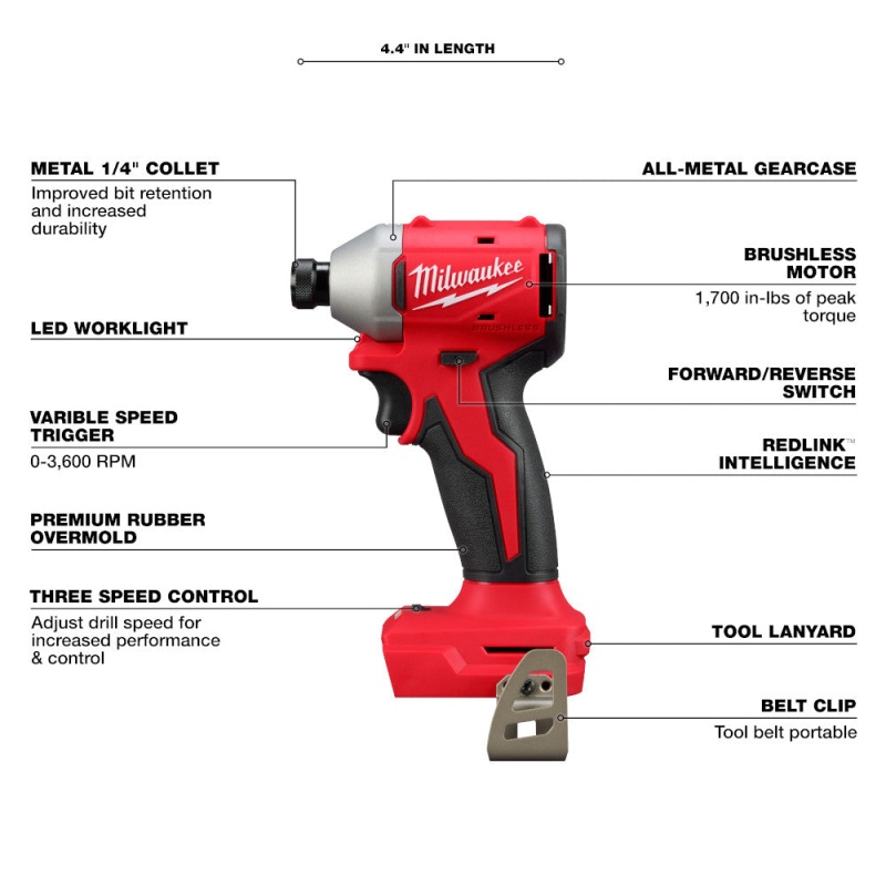 Milwaukee 3651-20 M18 18V 1/4" Compact Hex 3-Speed Impact Driver - Bare Tool - Image 4