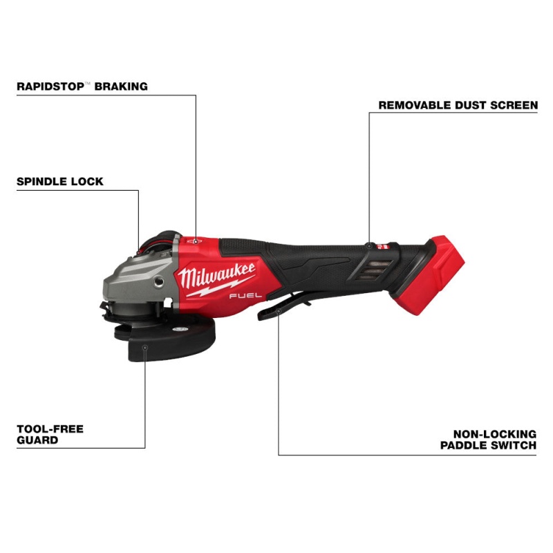 Milwaukee 3670-20 M18 FUEL 18V 4-1/2"-6" Paddle Braking Grinder - Bare Tool - Image 3