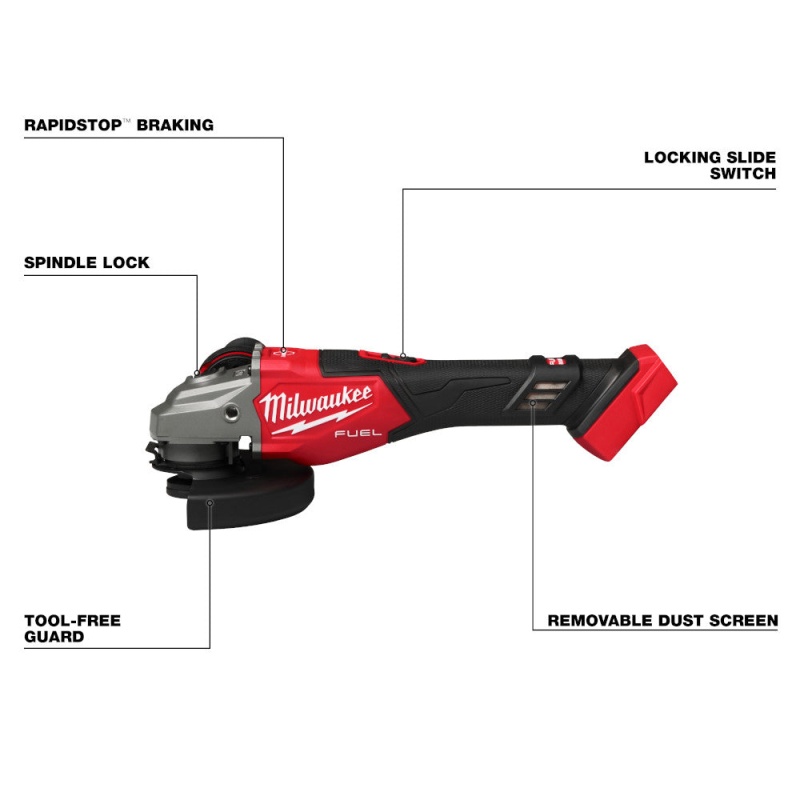 Milwaukee 3671-20 M18 FUEL 18V 4-1/2"-6" Braking Grinder Slide Switch -Bare Tool - Image 7