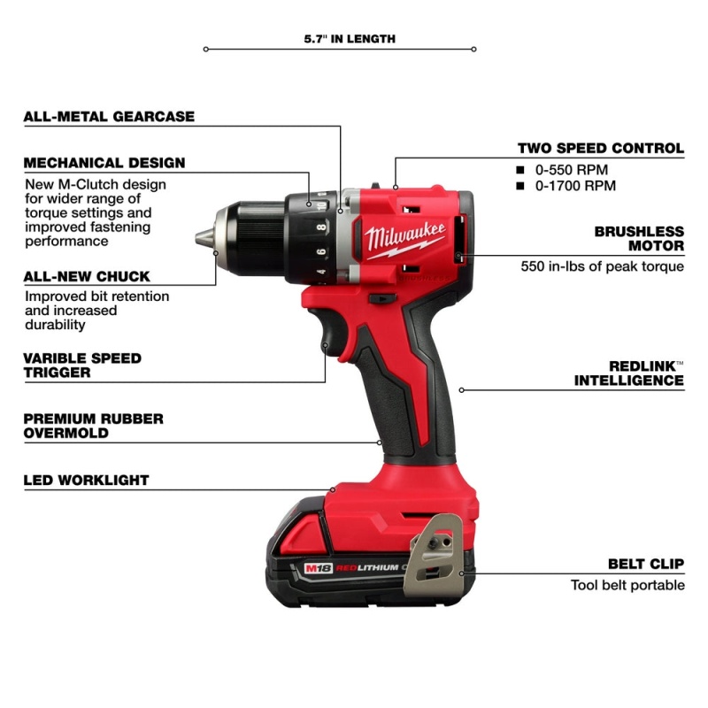 Milwaukee 3692-22CTCS M18 18V Compact Brushless 2-Tool Combo Kit w/ Circular Saw - Image 13